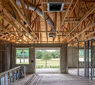 Interior framing of construction project